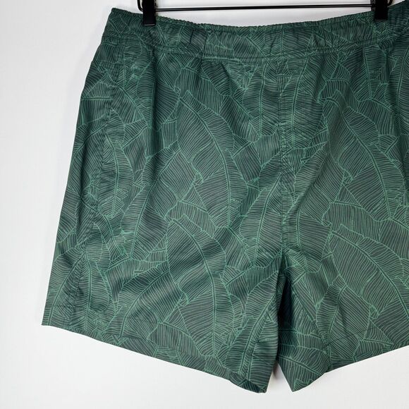 Mack Weldon Swim Trunk Mens Extra Large Green Tropical Drawstring Elastic Waist - Picture 5 of 14